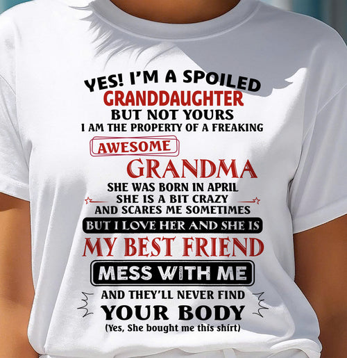 APRIL - SPOILED GRANDDAUGHTER - AWESOME GRANDMA - CRAZY & BEST FRIEND - PERFECT GIFT FROM GRANDMA TO GRANDDAUGHTER - LUAN04 (SKU2607-295-04)