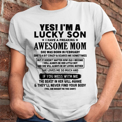 February - I am Lucky Son - Gift For Son From Mom - LUAN02 - (SKU-T1206LMS-02)