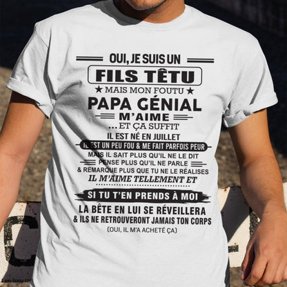 JUILLET - Oui, je suis un garçon têtu – T-shirt | Cadeau d’anniversaire de papa pour son fils - LUAN07 / fr07 (SKU12-260-07)