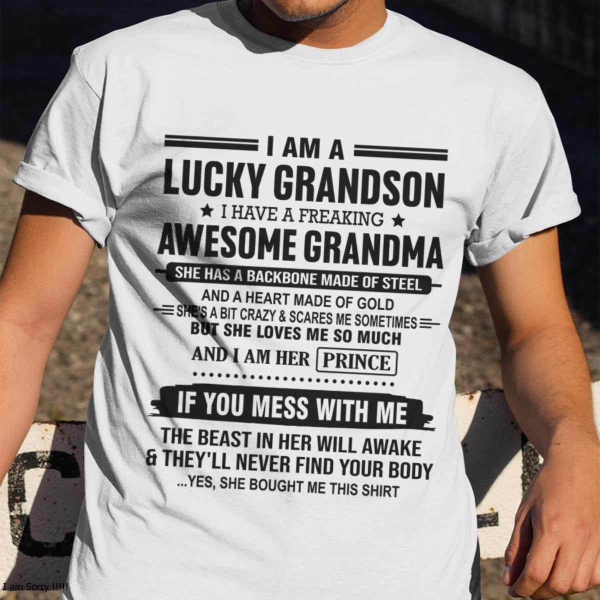 I Am A Lucky Grandson T-Shirt – Birthday Gift From Grandma / Woman - LUAN00 (SKU11-29-00)