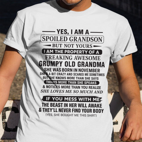 Yes I’m A Stubborn Grandson T-Shirt – Birthday Gift From November Grandma / Woman - LUAN11 (SKU10-171-11)