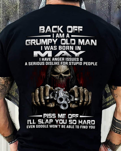 May - Grumpy Old Man T-Shirt – Funny Skull Gun Graphic Tee for Men - LUAN05 (SKU09-109-05)