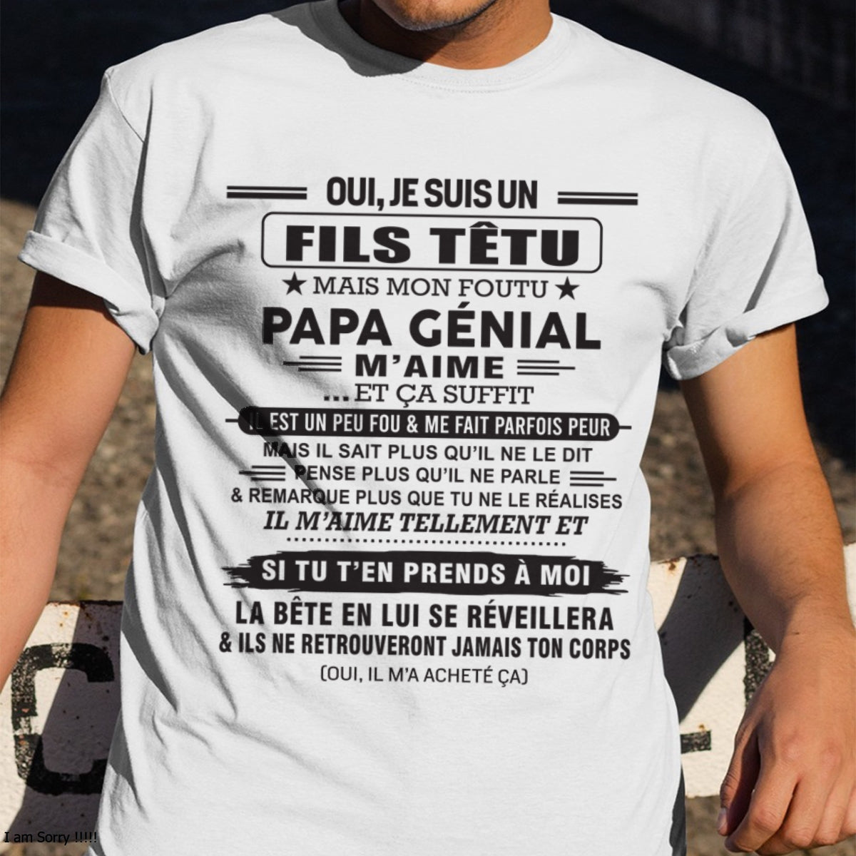 Oui, je suis un garçon têtu – T-shirt | Cadeau d’anniversaire de papa pour son fils - LUAN00 / fr00 (SKU12-260-00)