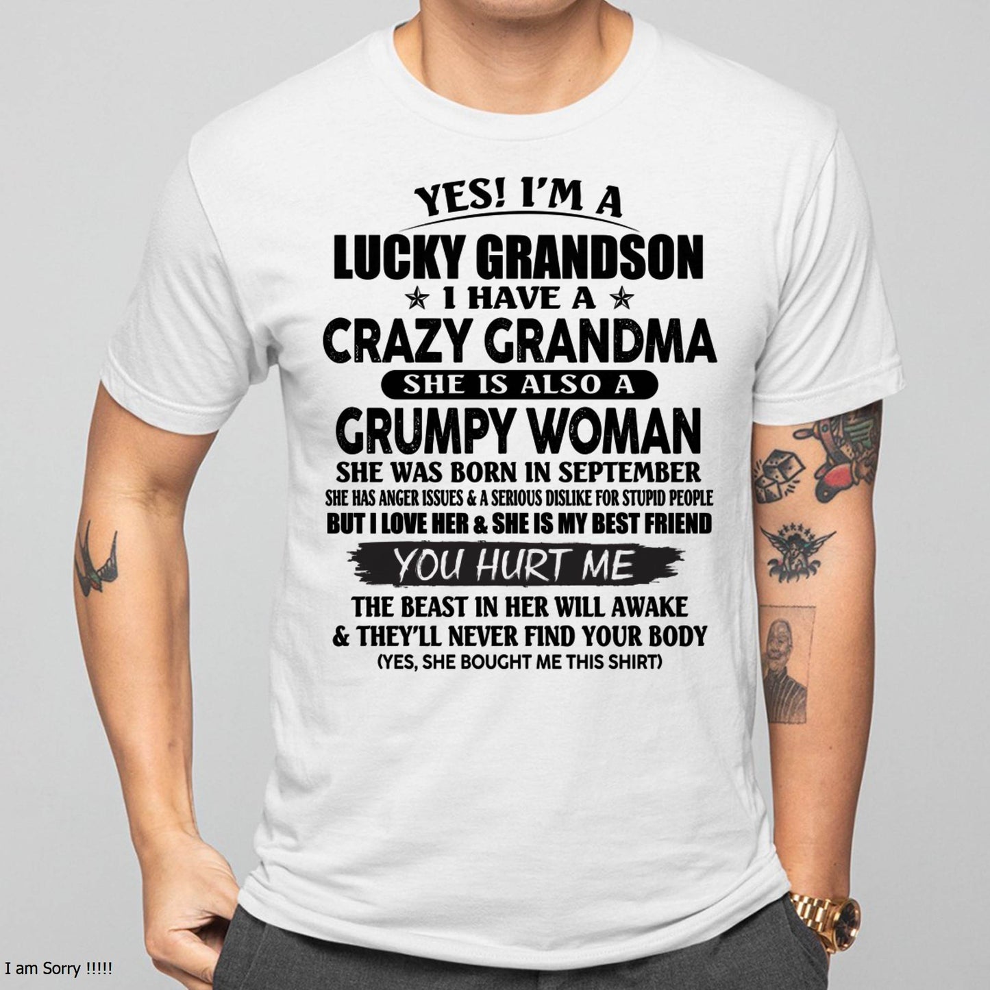 SEPTEMBER - LUCKY GRANDSON OF CRAZY GRANDMA -  PERFECT GIFT FROM GRANDMA - LUAN09 (SKU12-113-09)