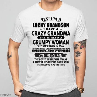 MAY - LUCKY GRANDSON OF CRAZY GRANDMA -  PERFECT GIFT FROM GRANDMA - LUAN05 (SKU12-113-05)