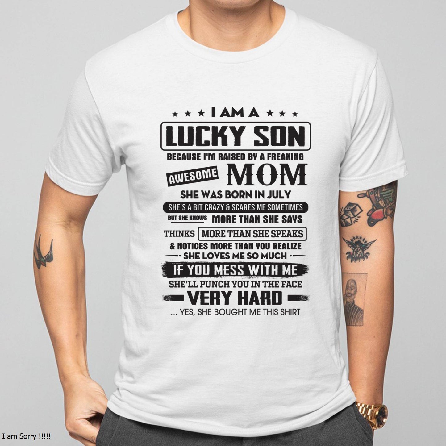 Lucky Son - Gift From Mom For Son T-Shirt -  LUAN07 (SKU08-52-07)