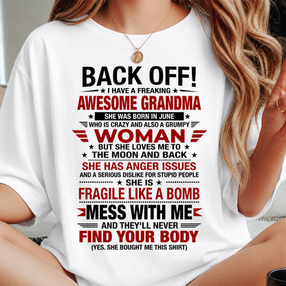 JUNE AWESOME GRANDMA T-SHIRT – PERFECT GIFT FROM GRANDMA - LUAN06 (SKU2607-260-06)