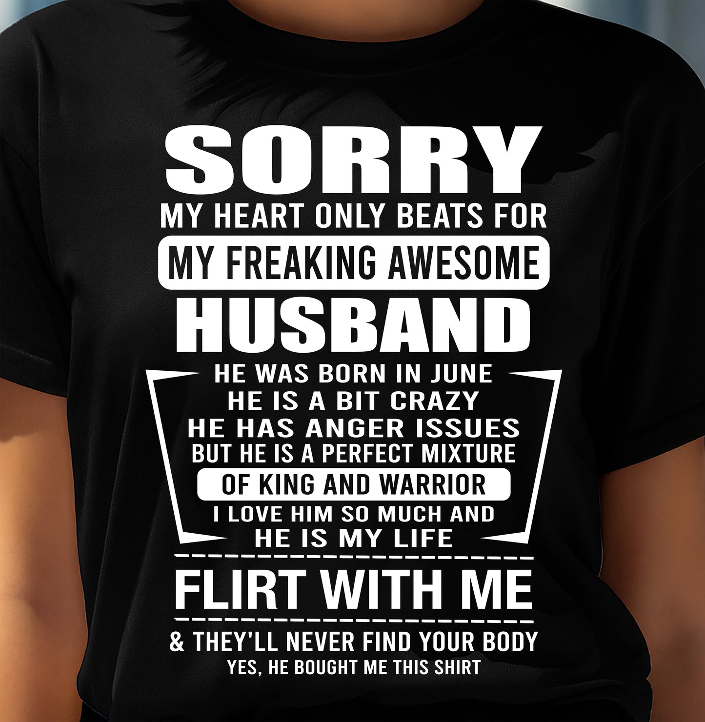 June - My Freaking Awesome Husband T-Shirt – Funny Gift From Husband - LUAN06 (SKU2606-344-06)