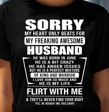 June - My Freaking Awesome Husband T-Shirt – Funny Gift From Husband - LUAN06 (SKU2606-344-06)