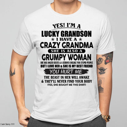 LUCKY GRANDSON OF CRAZY GRANDMA -  PERFECT GIFT FROM GRANDMA - LUAN00 (SKU12-113-00)