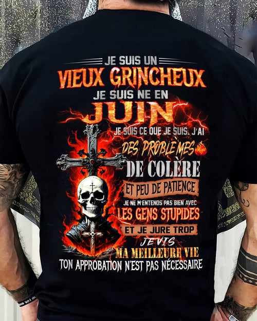 Je Suis Un Vieux Grincheux Né en Juin – T-Shirt Homme Fort Caractère - LUAN06 (SKU26T-01141-06)