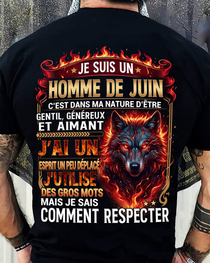 JUIN - ESPRIT MALICIEUX MAIS SAIT RESPECTER - T-SHIRT ANNIVERSAIRE HOMME - IMPRESSION DTG PREMIUM - LUAN06 (SKU2604-87-06)