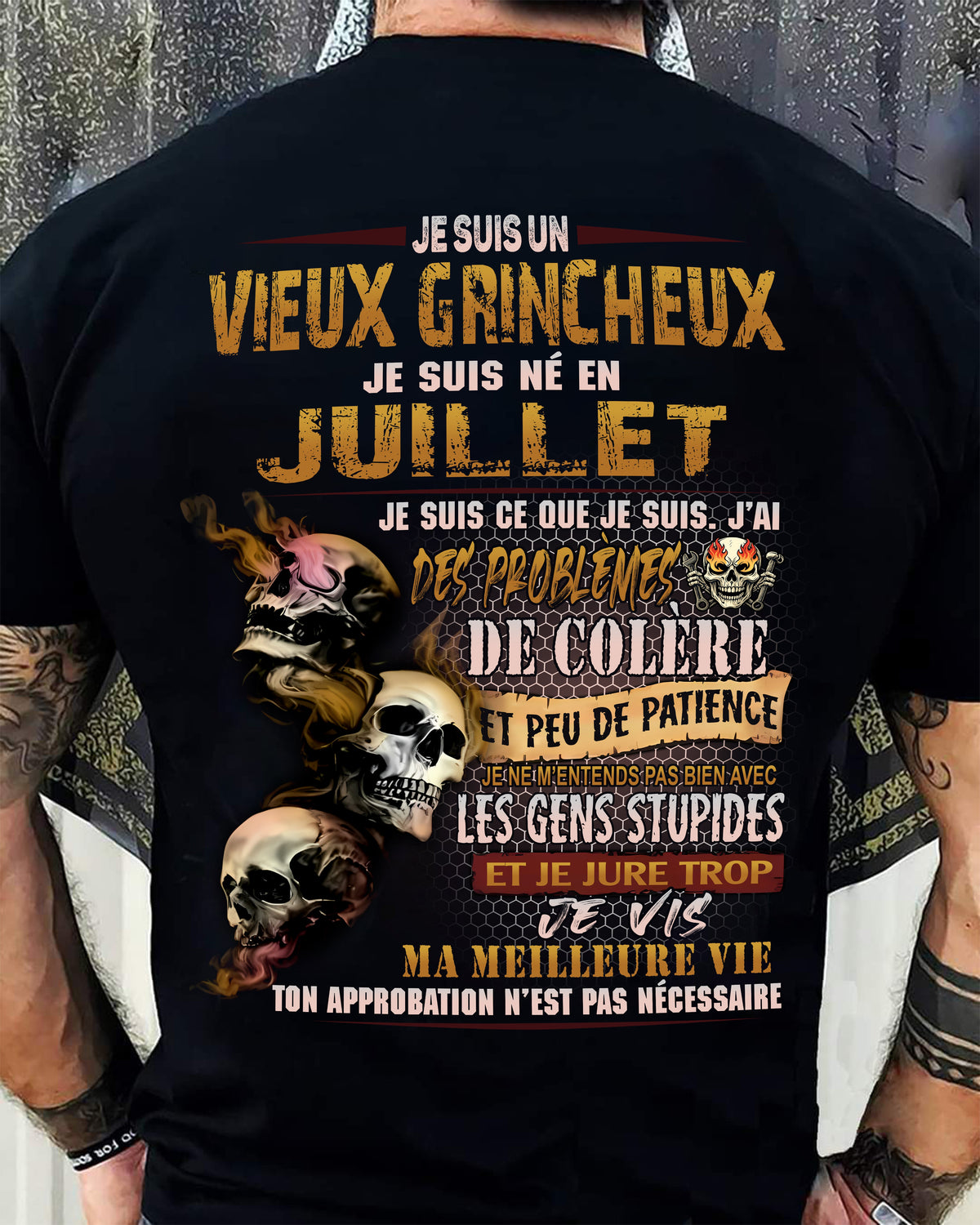 Je Suis Un Vieux Grincheux Né en Juillet – T-Shirt Homme Fort Caractère - LUAN07 (SKU2604-33-07)