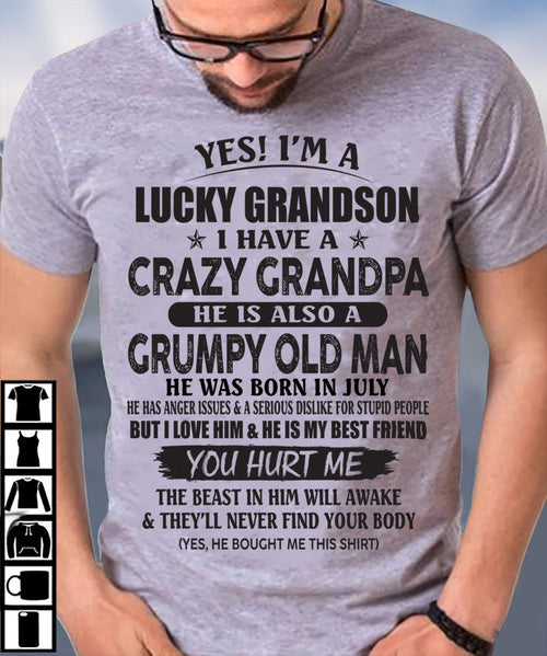 JULY - LUCKY GRANDSON OF CRAZY GRANDPA -  PERFECT GIFT FROM GRANDPA - LUAN07 (SKU12-145-07)