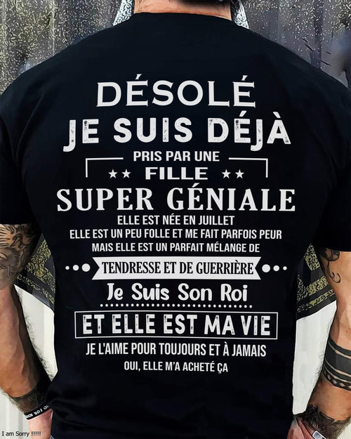 Désolé les filles, je suis déjà pris - Ma copine est folle et adorable - Cadeau spécial pour votre petit ami ou mari - (SKU04-111-07) - LUAN07