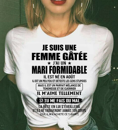 AOÛT - FEMME GÂTÉE - MARI FORMIDABLE - UN PEU FOU - TENDRESSE & GUERRIER - CADEAU PARFAIT DU MARI À SA FEMME - LUAN08 (SKU2609-209-08)
