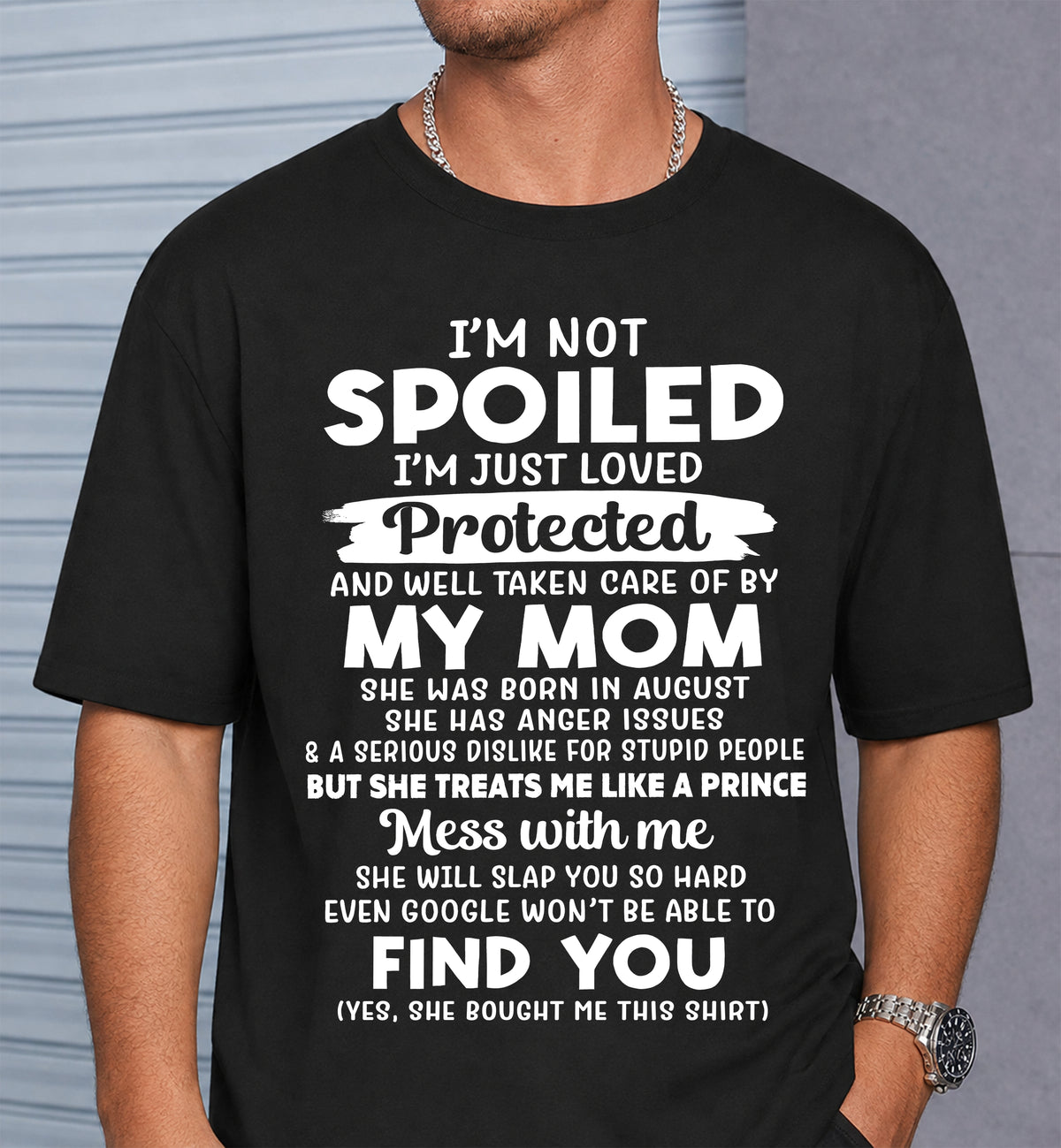 AUGUST - SPOILED SON - LOVED & PROTECTED BY MOM - PERFECT GIFT FROM MOM TO SON - LUAN08 (SKU2608-439-08)
