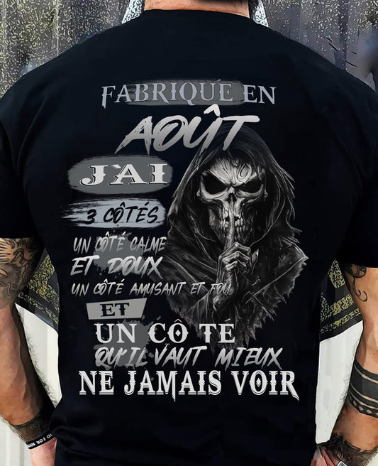 Fabriqué en Août – J’ai 3 Côtés | T-Shirt Homme Caractère Fort - LUAN08 (SKU26T-01174-08)