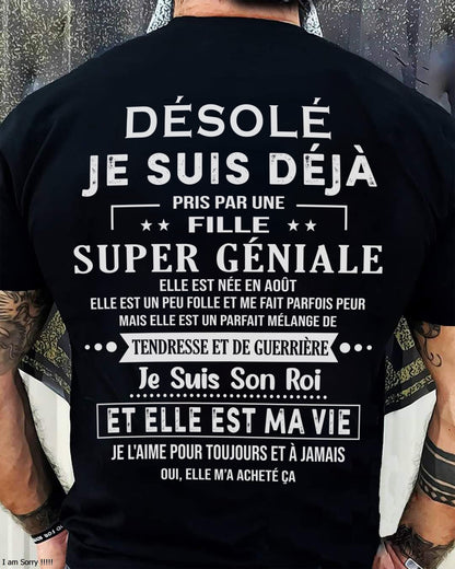 Désolé les filles, je suis déjà pris - Ma copine est folle et adorable - Cadeau spécial pour votre petit ami ou mari - (SKU04-111-08) - LUAN08