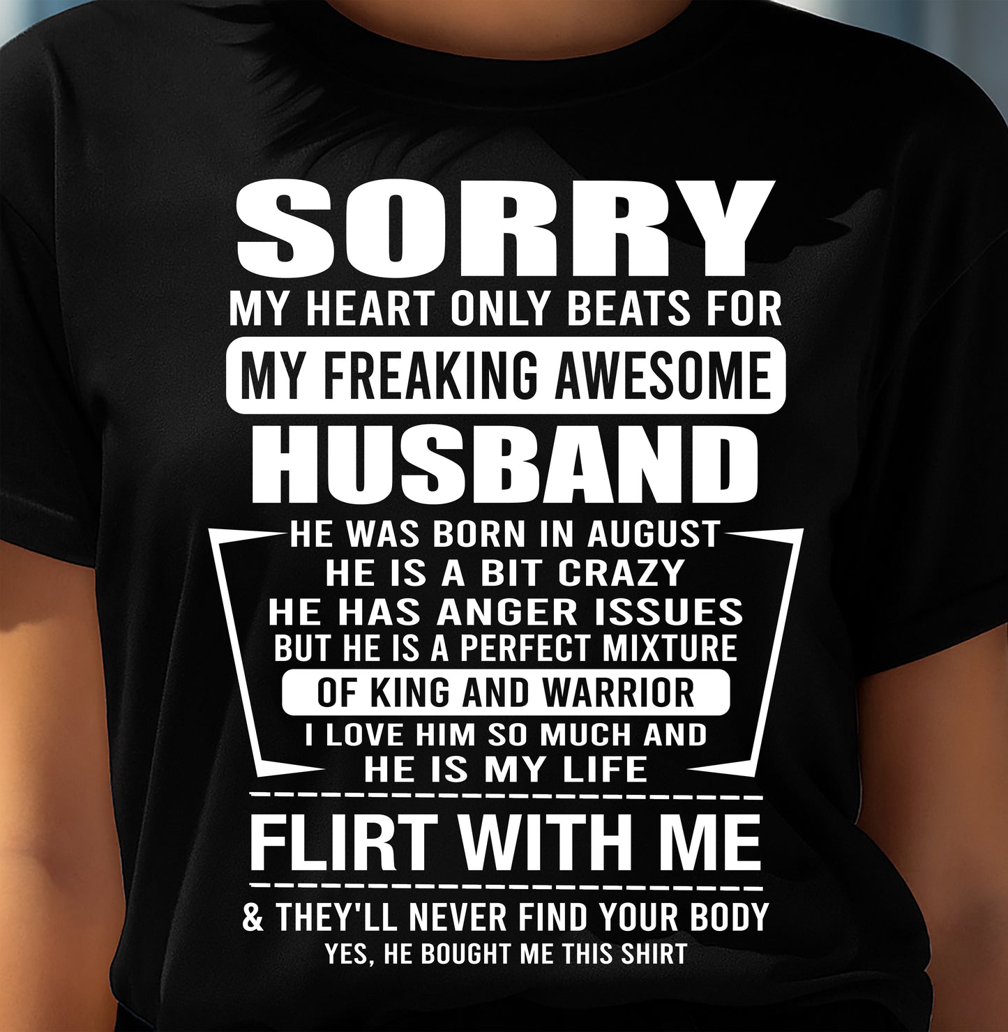 August - My Freaking Awesome Husband T-Shirt – Funny Gift From Husband - LUAN08 (SKU2606-344-08)