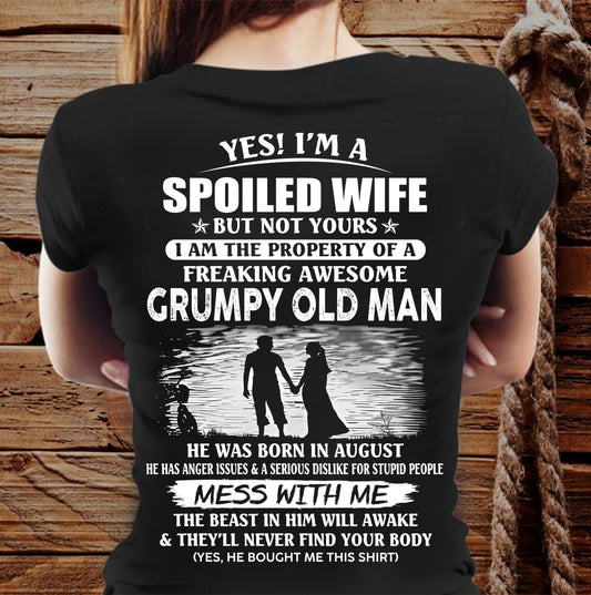 AUGUST - SPOILED WIFE - AWESOME GRUMPY OLD MAN - HIS PROPERTY - PERFECT GIFT FROM HUSBAND TO WIFE - LUAN08 (SKU2607-97-08)