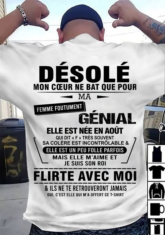 AOÛT - DÉSOLÉ, MON CŒUR NE BAT QUE POUR MA FEMME FOUTUMENT GÉNIALE — DE SA FEMME - FR08 / LUAN08 (SKU26T-01258-08)