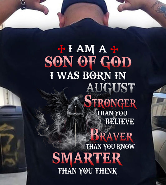 August Son Of God T-Shirt For Men – Stronger Than You Believe - LUAN08 (SKU2606-393-08)