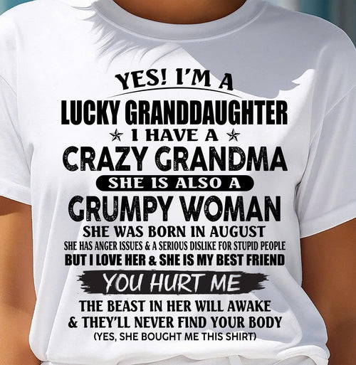 AUGUST - LUCKY GRANDDAUGHTER OF CRAZY GRANDMA - PERFECT GIFT FROM GRANDMA - LUAN08 (SKU12-146-08)