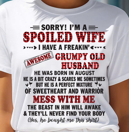 AUGUST - SPOILED WIFE OF AWESOME GRUMPY OLD HUSBAND - PERFECT GIFT FROM HUSBAND - LUAN08 (SKU12-111-08)