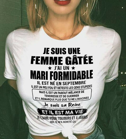 SEPTEMBRE - FEMME GÂTÉE - MARI FORMIDABLE - TENDRESSE & GUERRIER - REINE & VIE - CADEAU PARFAIT DU MARI À SA FEMME - LUAN09 (SKU2609-241-09)