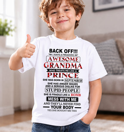 SEPTEMBER - AWESOME GRANDMA - TREATS ME LIKE A PRINCE - PERFECT GIFT FROM GRANDMA TO GRANDSON - LUAN09 (SKU2608-585-09)