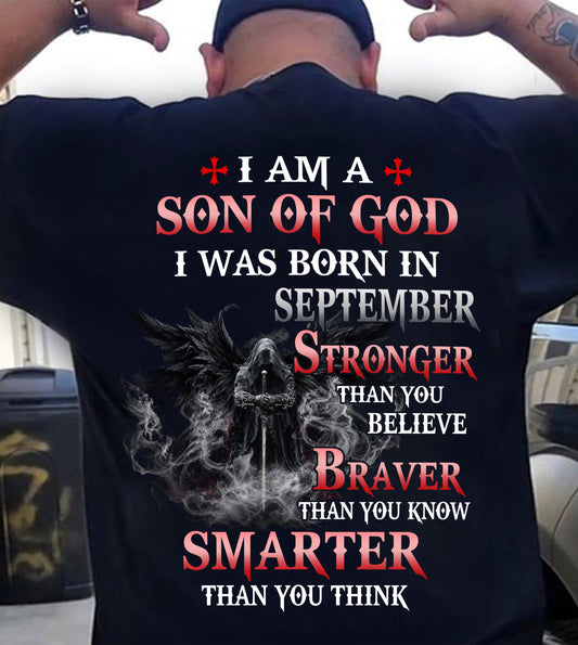September Son Of God T-Shirt For Men – Stronger Than You Believe - LUAN09 (SKU2606-393-09)