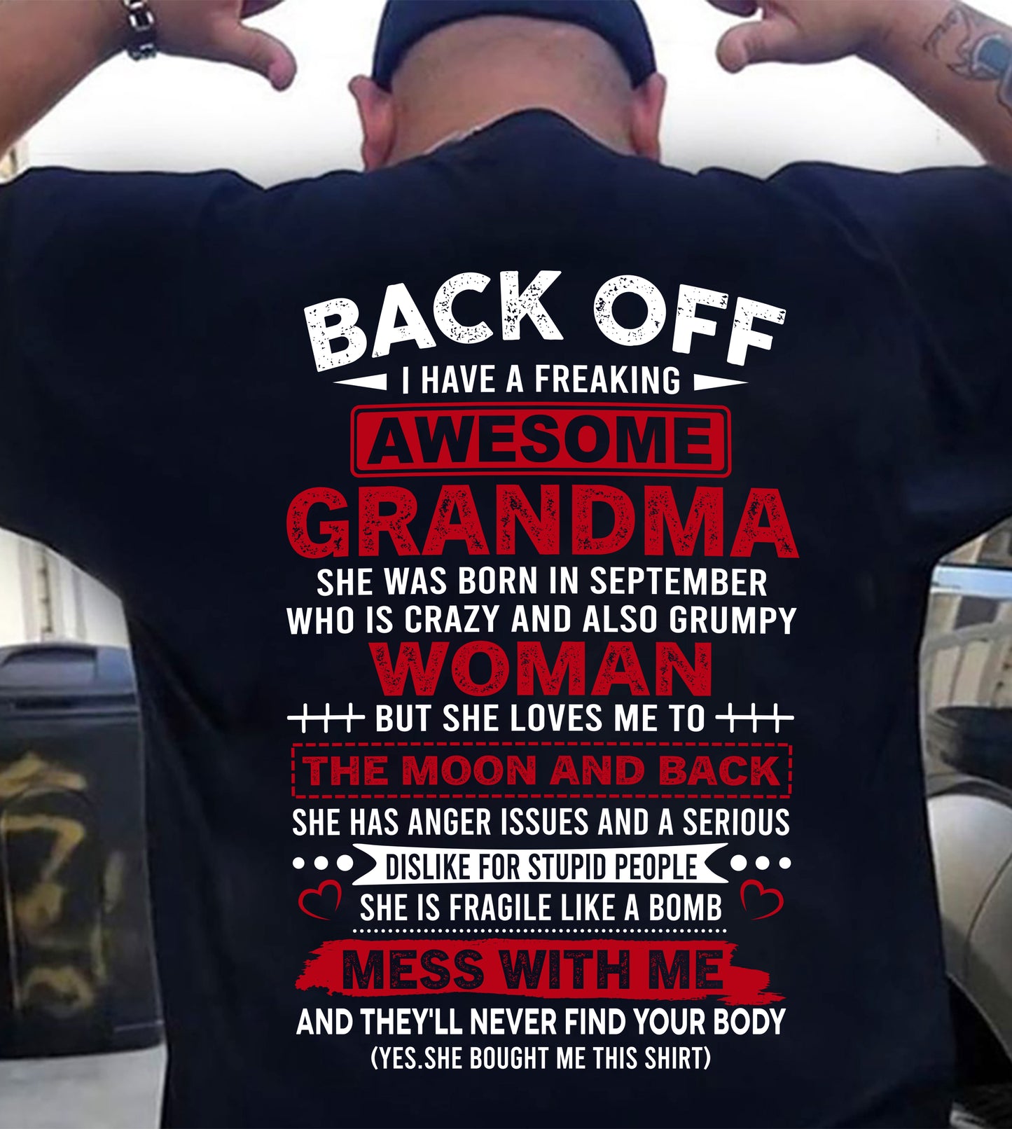 September - My Freaking Awesome Grandma T-Shirt – Funny Gift From Grandma- LUAN09 (SKU2606-373-09)