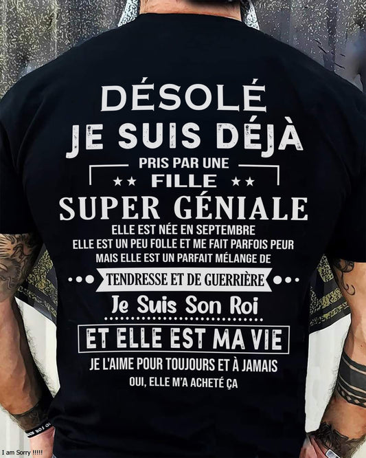 Désolé les filles, je suis déjà pris - Ma copine est folle et adorable - Cadeau spécial pour votre petit ami ou mari - (SKU04-111-09) - LUAN09