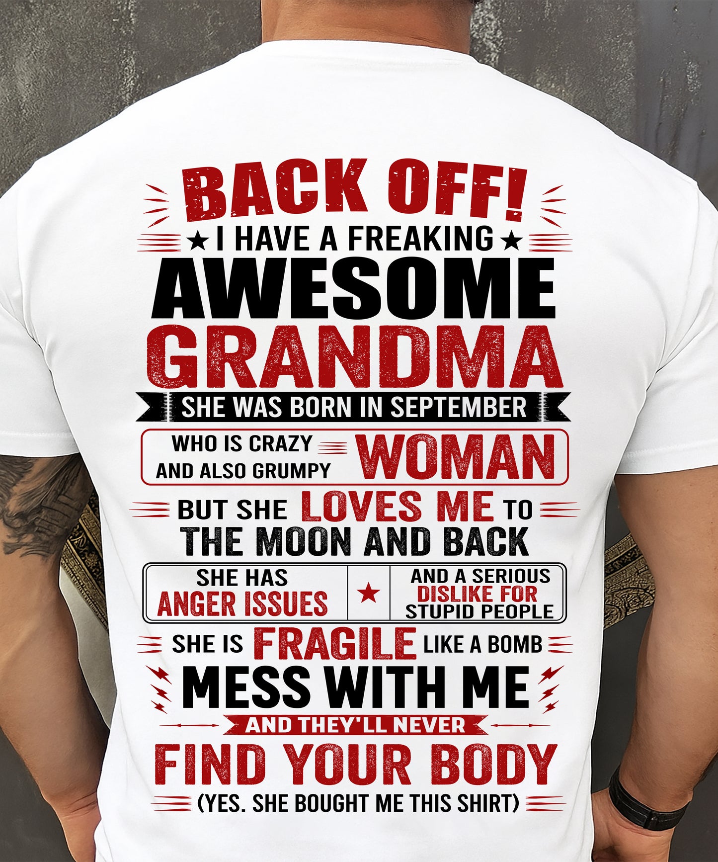 September Awesome Grandma – Back Off! Perfect Gift From Grandma - LUAN09 (SKU2607-179-09)