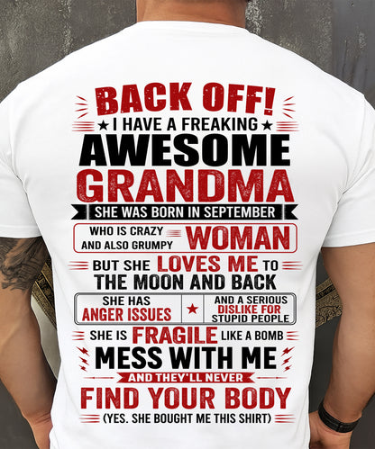 September Awesome Grandma – Back Off! Perfect Gift From Grandma - LUAN09 (SKU2607-179-09)