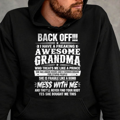 AWESOME GRANDMA T-SHIRT - TREATS ME LIKE A PRINCE - PERFECT GIFT FROM GRANDMA TO GRANDSON - LUAN00 (SKU2608-501-00)