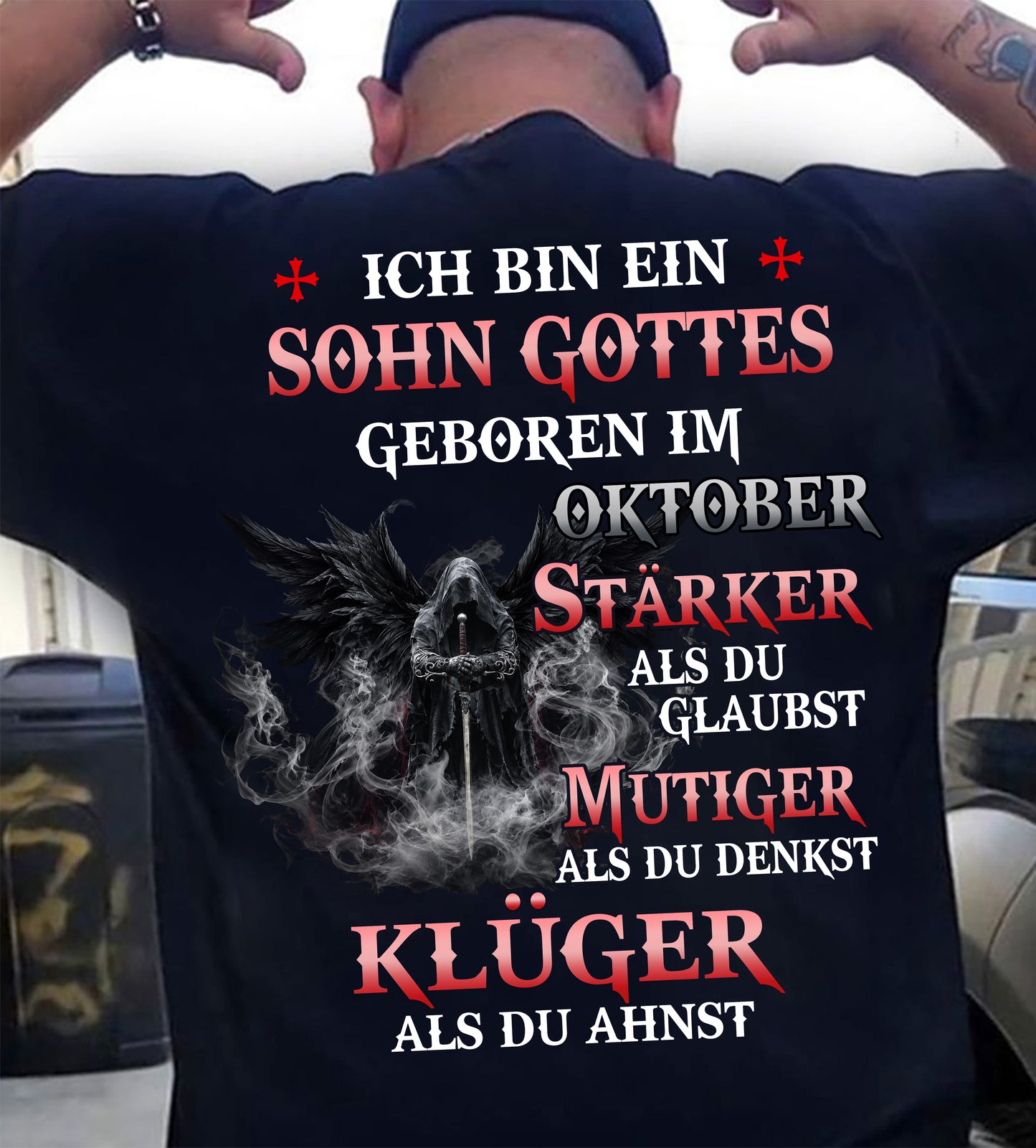Oktober Sohn Gottes T-Shirt Für Männer – Stärker Als Du Glaubst - LUAN10 (SKU2607-98-10)