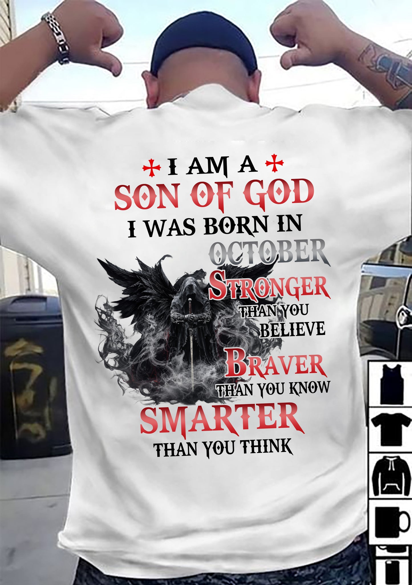 October Son Of God T-Shirt For Men – Stronger Than You Believe - LUAN10 (SKU2607-178-10)
