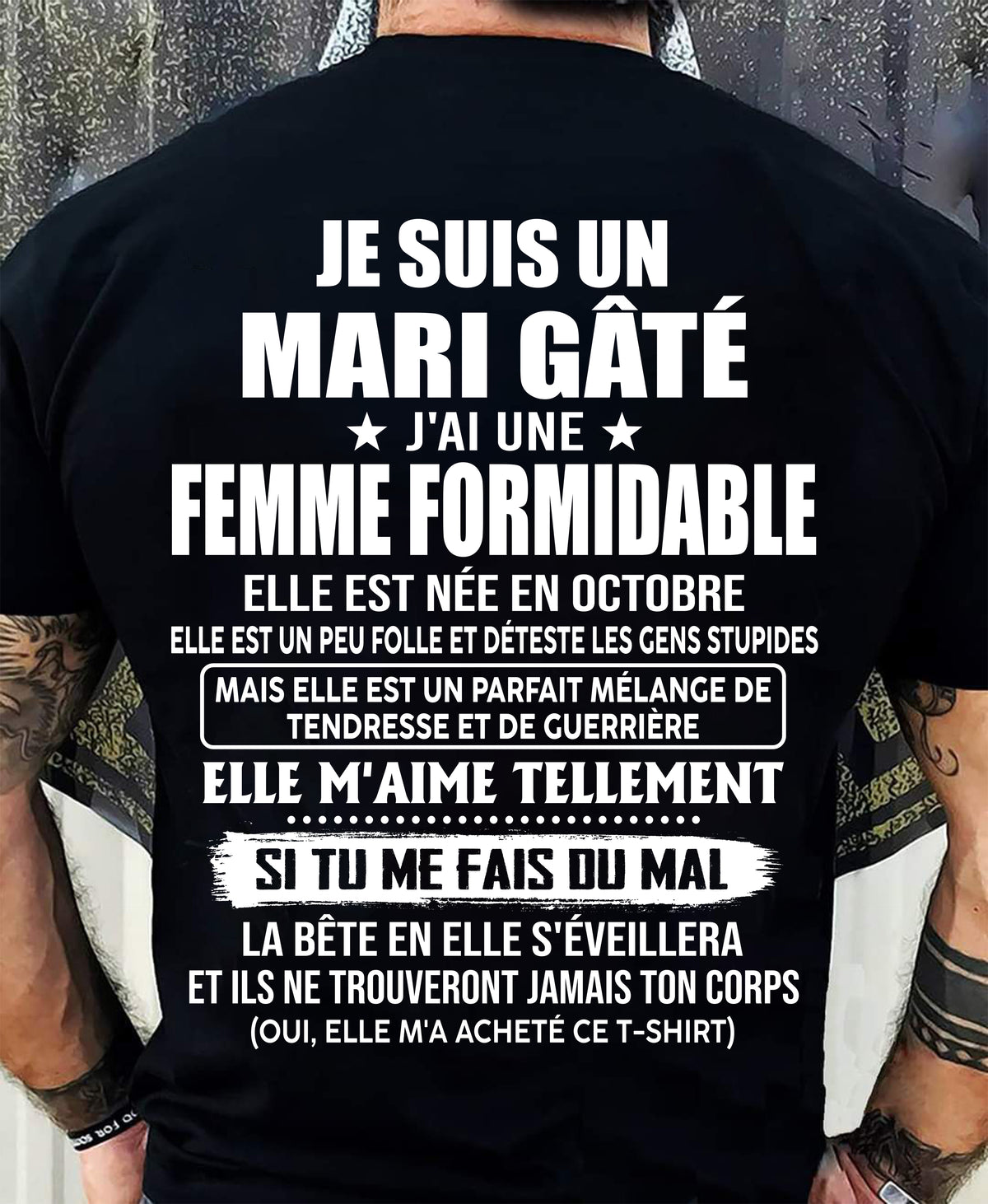 OCTOBRE - MARI GÂTÉ - FEMME FORMIDABLE - UN PEU FOLLE - TENDRESSE & GUERRIÈRE - CADEAU PARFAIT DE LA FEMME À SON MARI - LUAN10 (SKU2609-207-10)