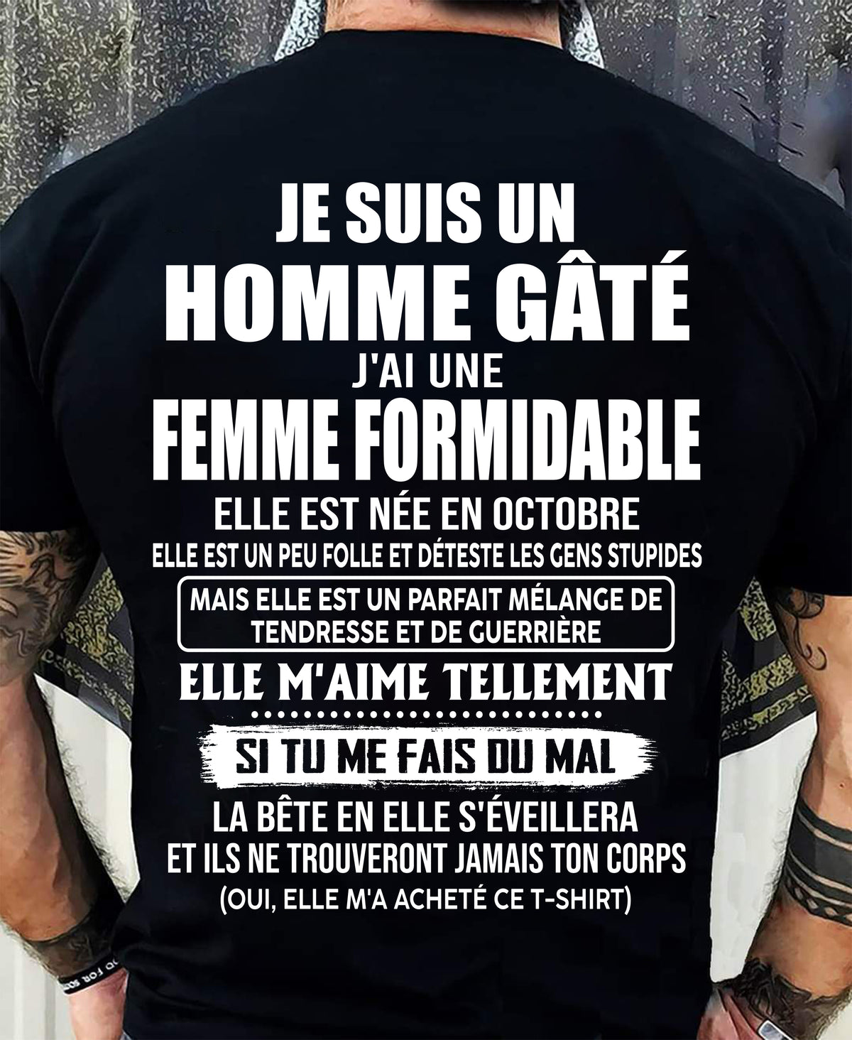OCTOBRE - HOMME GÂTÉ - FEMME FORMIDABLE - TENDRESSE & GUERRIÈRE - CADEAU PARFAIT DE LA FEMME À SON MARI - LUAN10 (SKU2609-73-10)