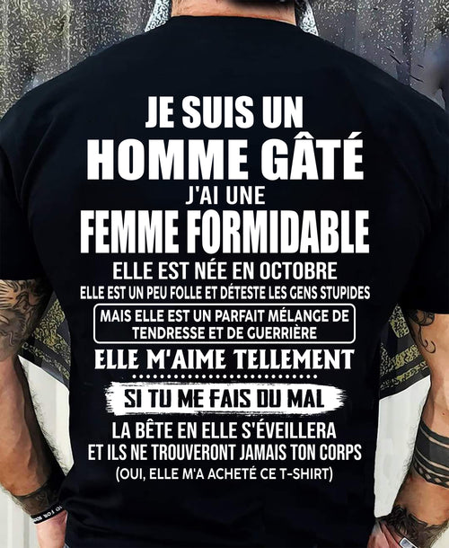 OCTOBRE - HOMME GÂTÉ - FEMME FORMIDABLE - TENDRESSE & GUERRIÈRE - CADEAU PARFAIT DE LA FEMME À SON MARI - LUAN10 (SKU2609-73-10)