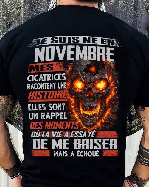 Je Suis Né en Novembre – Mes Cicatrices Racontent Une Histoire | T-Shirt Homme Fort - LUAN11 (SKU26T-01175-11)