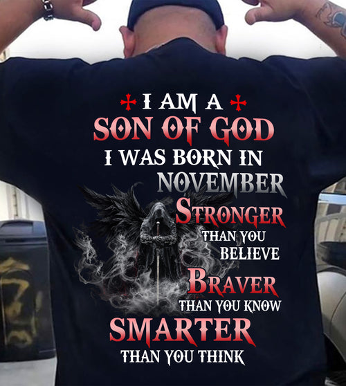 November Son Of God T-Shirt For Men – Stronger Than You Believe - LUAN11 (SKU2606-393-11)