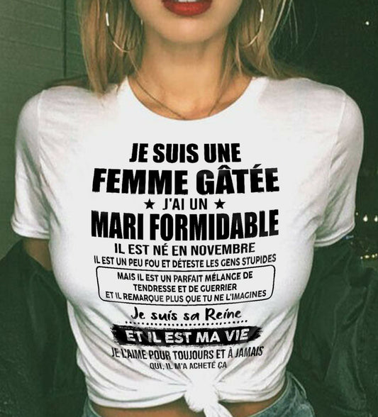 NOVEMBRE - FEMME GÂTÉE - MARI FORMIDABLE - TENDRESSE & GUERRIER - REINE & VIE - CADEAU PARFAIT DU MARI À SA FEMME - LUAN11 (SKU2609-241-11)