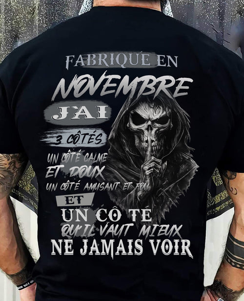 Fabriqué en Novembre – J’ai 3 Côtés | T-Shirt Homme Caractère Fort - LUAN11 (SKU26T-01174-11)