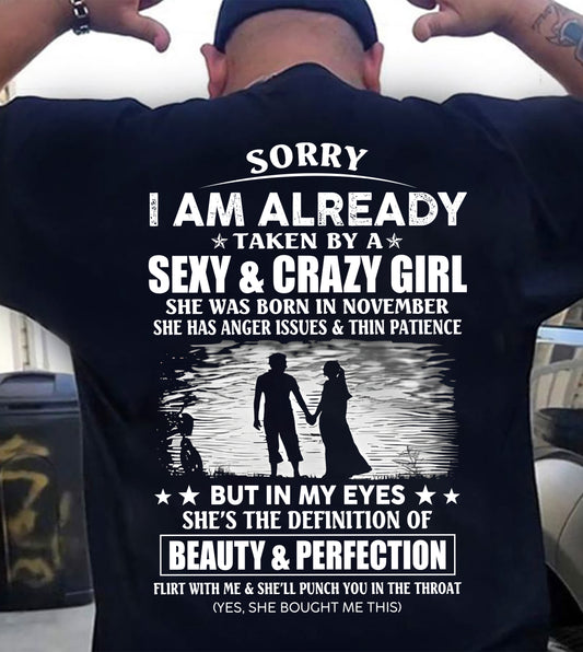 NOVEMBER - TAKEN MAN - SEXY & CRAZY GIRL - BEAUTY & PERFECTION - PERFECT GIFT FROM WIFE/GIRLFRIEND TO HUSBAND/BOYFRIEND - LUAN11 (SKU2609-267-11)
