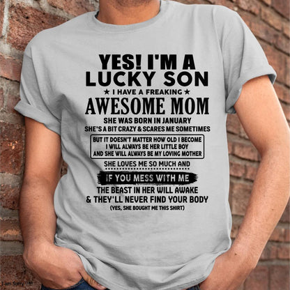 January - I am Lucky Son - Gift For Son From Mom - LUAN01 - (SKU-T1206LMS-01)