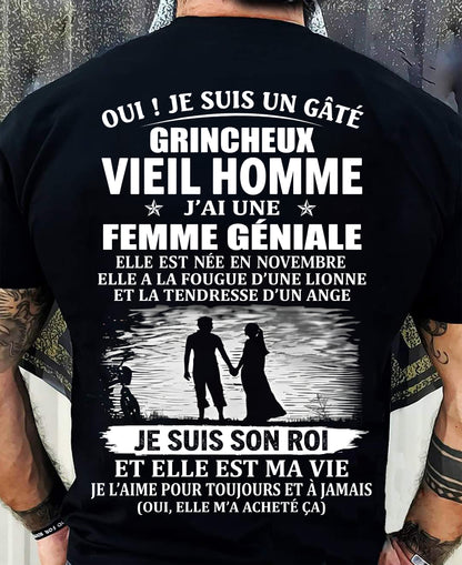 NOVEMBRE - VIEIL HOMME GRINCHEUX GÂTÉ - FEMME GÉNIALE - LIONNE & ANGE - CADEAU PARFAIT DE LA FEMME À SON MARI - LUAN11 (SKU2609-37-11)