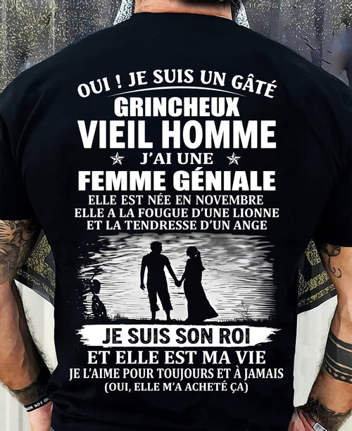 NOVEMBRE - VIEIL HOMME GRINCHEUX GÂTÉ - FEMME GÉNIALE - LIONNE & ANGE - CADEAU PARFAIT DE LA FEMME À SON MARI - LUAN11 (SKU2609-37-11)